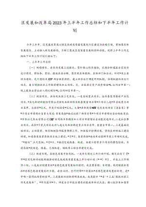 2023年上半年区发展和改革局工作总结和下半年工作计划.docx