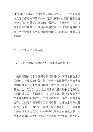 XX党支部2023年上半年工作总结和下一步工作思路.docx