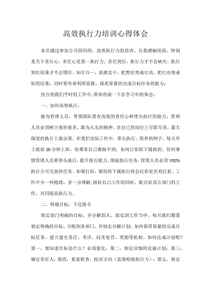 公司高效执行力培训心得体会.docx