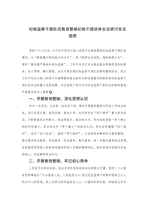 2023纪检监察干部队伍教育整顿纪检干部谈体会及研讨发言感想范文(精选三篇).docx