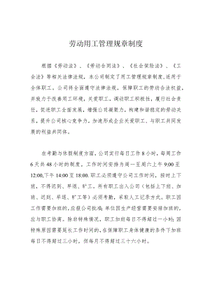 劳动用工管理规章制度.docx