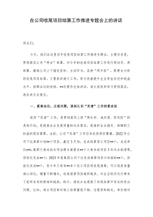 在公司收尾项目结算工作推进专题会上的讲话.docx