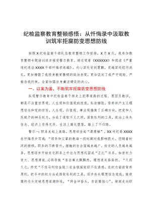 教育整顿警示教育心得体会：从忏悔录中汲取教训筑牢拒腐防变思想防线.docx