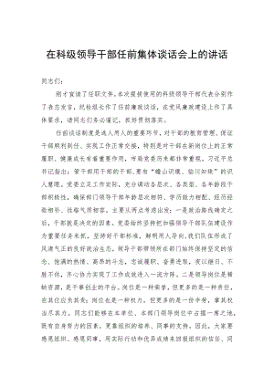 在科级领导干部任前集体谈话会上的讲话.docx