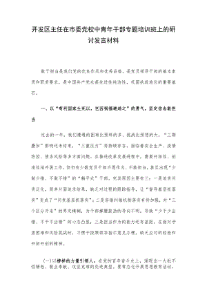 开发区主任在市委党校中青年干部专题培训班上的研讨发言材料.docx