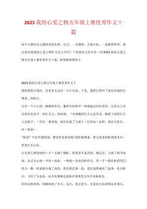 2023我的心爱之物五年级上册优秀作文十篇.docx