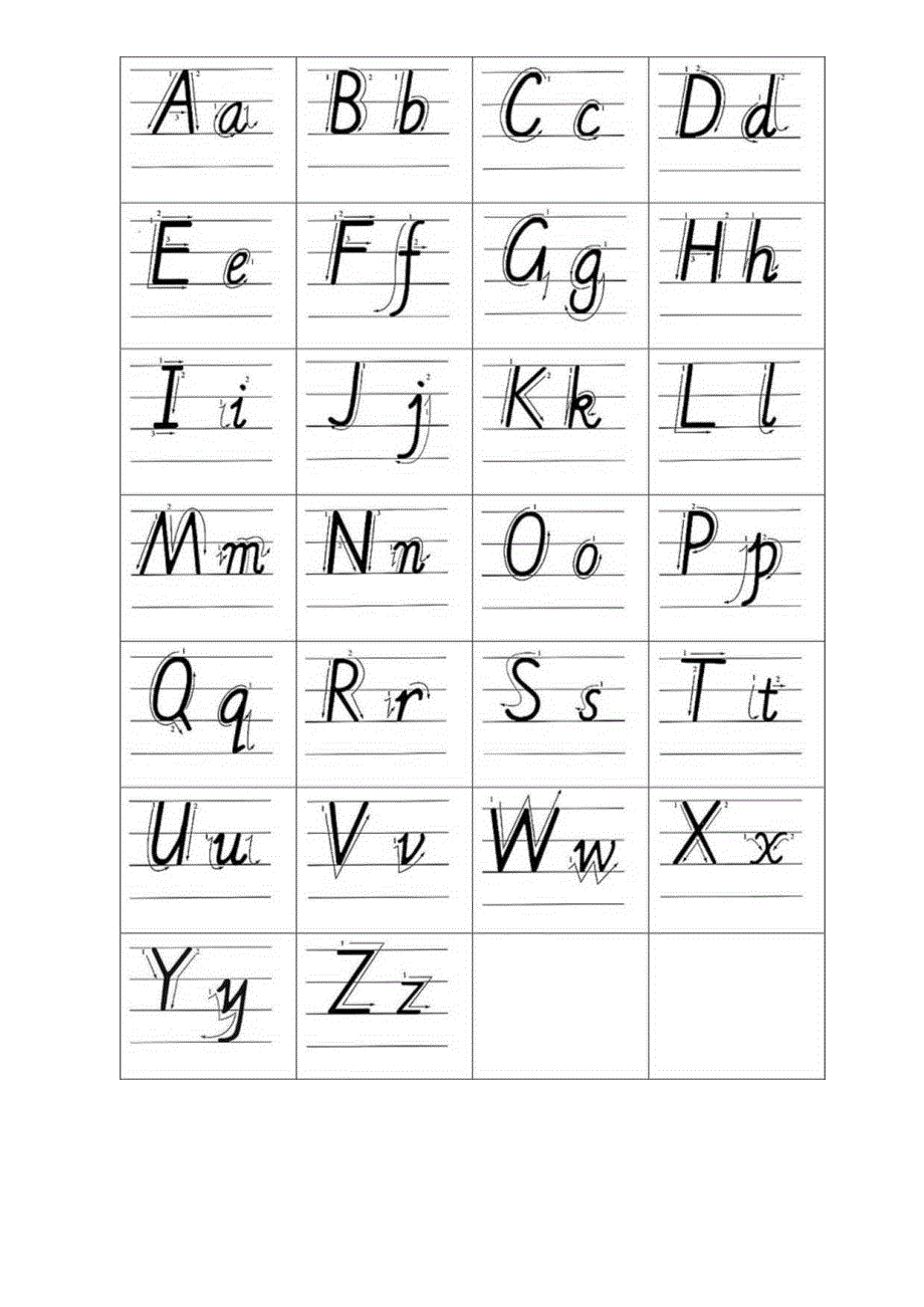 26个英文字母拼音书写笔顺标准及练习-耐磨一号打印版.docx_第3页