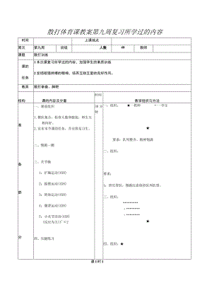 散打体育课教案第九周复习所学过的内容.docx