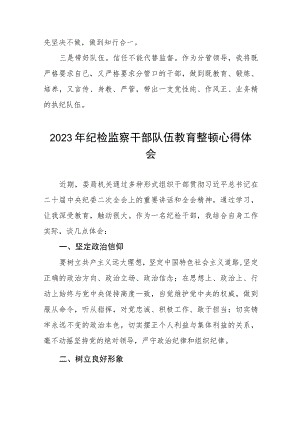 (最新)2023全国纪检监察干部队伍教育整顿心得体会8篇.docx