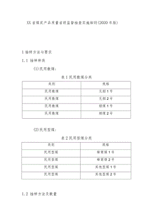 煤炭产品质量省级监督抽查实施细则(2020年版).docx