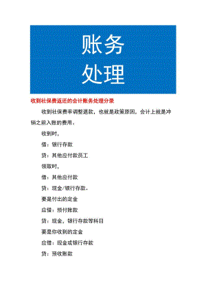 收到社保费返还的会计账务处理分录.docx