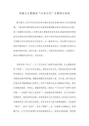 两篇文主题教育“以学正风”专题研讨材料.docx