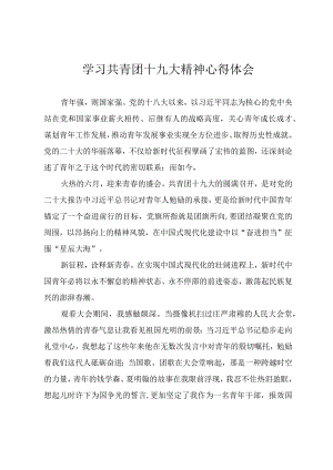 学习共青团十九大精神心得体会.docx