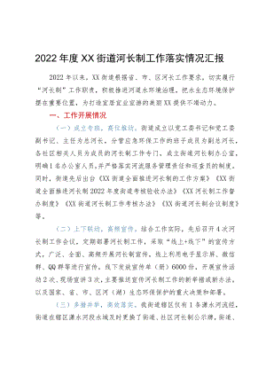 2022年度XX街道河长制工作落实情况汇报.docx