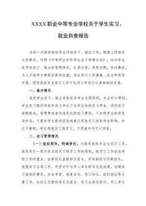 职业中等专业学校关于学生实习、就业自查报告.docx