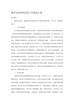 城市市政管网改造工作情况汇报.docx