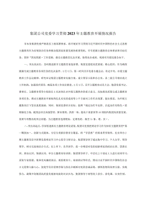 集团公司党委学习贯彻2023年主题教育开展情况报告.docx