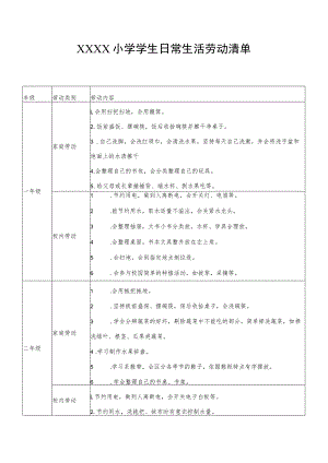 小学学生日常生活劳动清单.docx