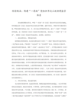 经验做法：构建“一肩挑”党组织书记三级协同监管体系.docx
