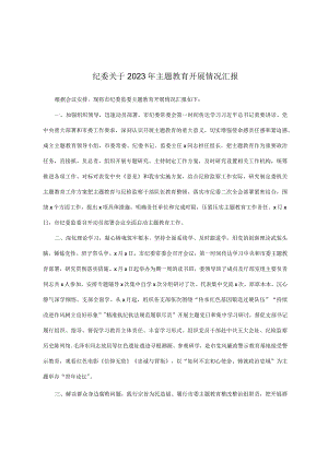 纪委关于2023年主题教育开展情况汇报.docx