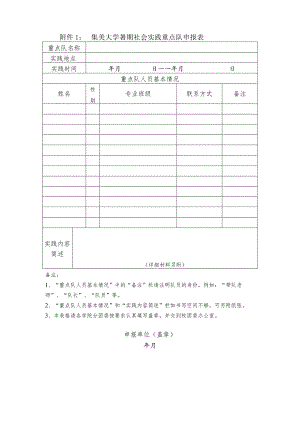 集美大学暑期社会实践重点队申报表.docx