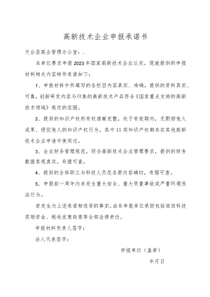 高新技术企业申报承诺书.docx