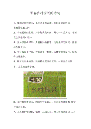形容乡村振兴的诗句.docx