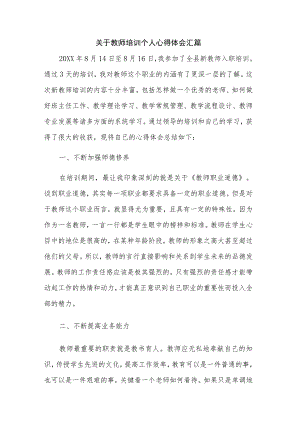 关于教师培训个人心得体会汇篇.docx