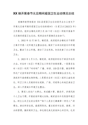XX镇开展春节元旦期间爱国卫生运动情况总结.docx