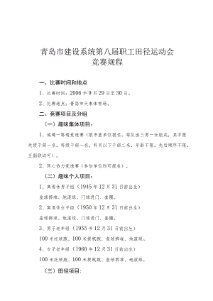 青岛市建设系统第八届职工田径运动会竞赛规程.docx