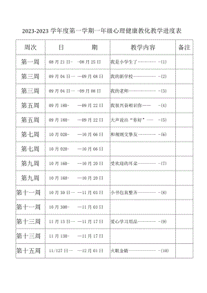 2023心理健康教学进度计划.docx