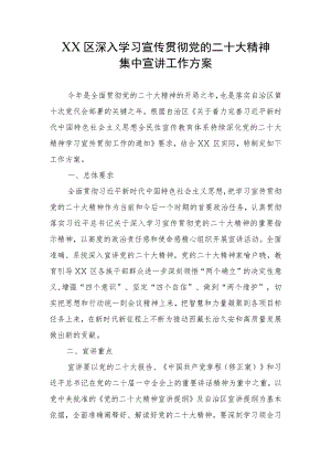 深入学习宣传贯彻党的二十大精神集中宣讲工作方案.docx