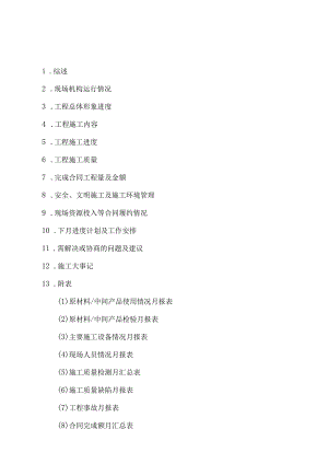 水利枢纽工程施工月报.docx