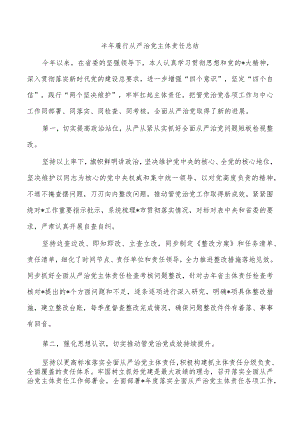 半年履行从严治党主体责任总结.docx
