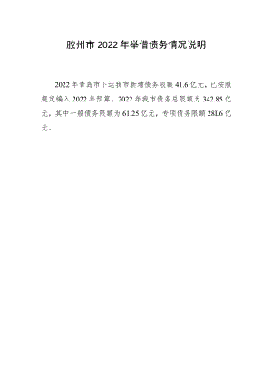 胶州市2022年举借债务情况说明.docx