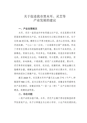关于促进我市黑木耳、灵芝等产业发展的建议.docx