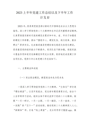2023上半年党建工作总结以及下半年工作计划.docx