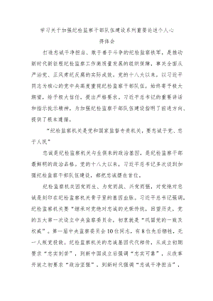 学习关于加强纪检监察干部队伍建设系列重要论述个人心得体会.docx