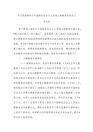 学习贯彻新时代中国特色社会主义思想主题教育阶段性工作总结.docx