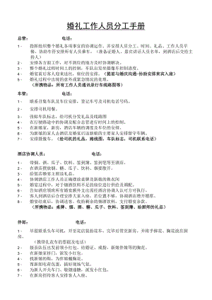 婚礼 工作人员分工手册.docx