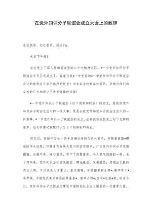 在党外知识分子联谊会成立大会上的致辞.docx
