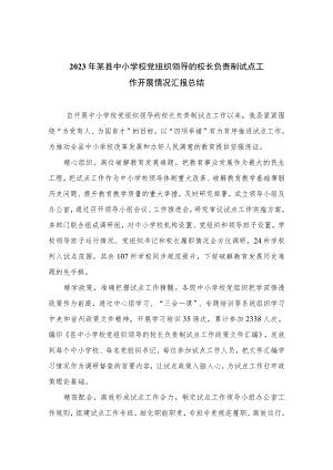 2023年某县中小学校党组织领导的校长负责制试点工作开展情况汇报总结最新精选版【八篇】.docx