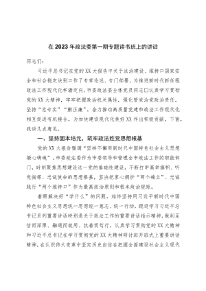 在2023年主题教育政法委第一期专题读书班上的讲话.docx