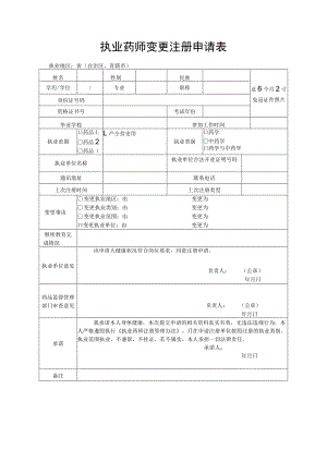 执业药师变更注册申请表格式文本.docx
