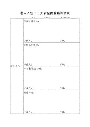 老人入住十五天后全面观察评估表.docx