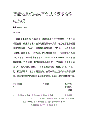 智能化系统集成平台技术要求 含弱电系统.docx