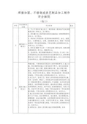 焊接加固、不锈钢或铁艺制品加工制作评分细则.docx