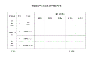 物业服务中心垃圾袋采购项目评分表.docx