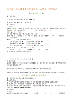 人教各单元练习重点、易错点、题型汇总.docx