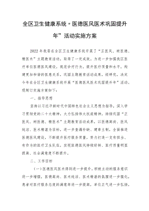 全区卫生健康系统“医德医风医术巩固提升年”活动实施方案.docx